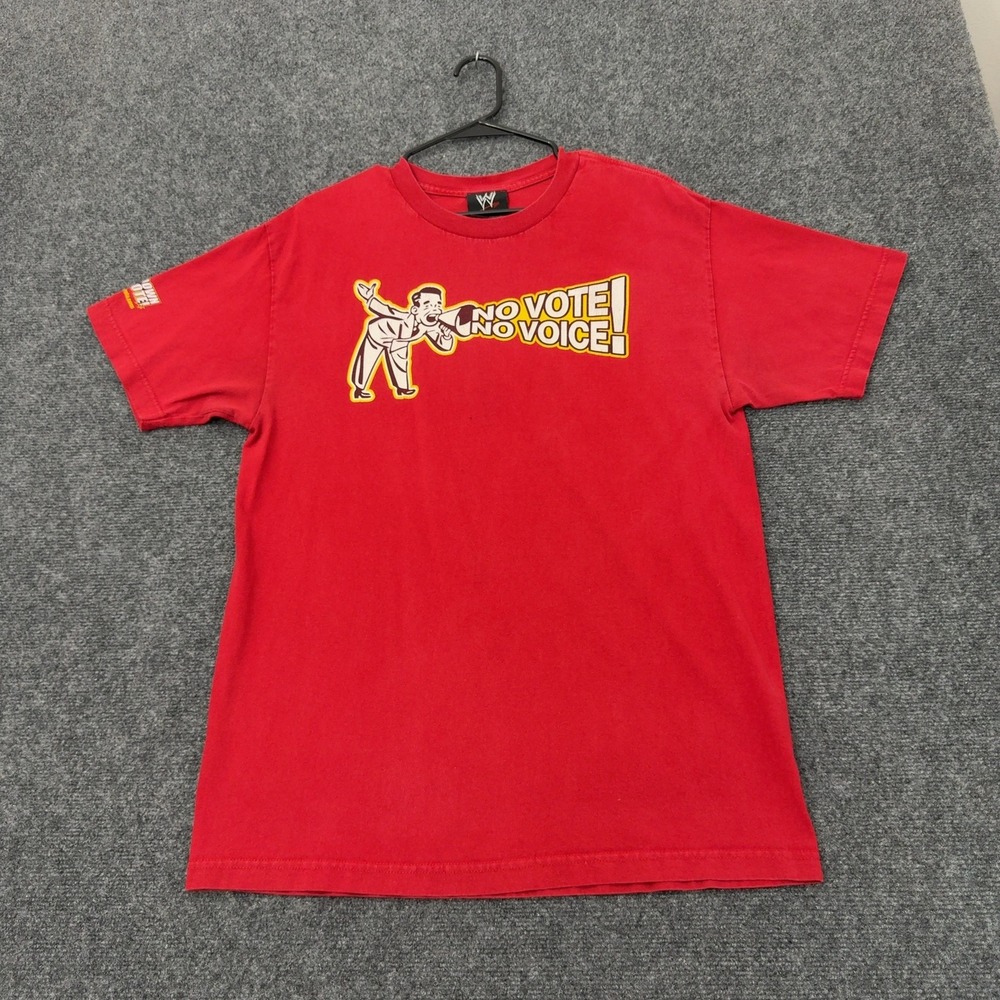 Vintage WWE T Shirt Mens L Red Cotton Smackdown Your Vote 2008 Graphic Retro
